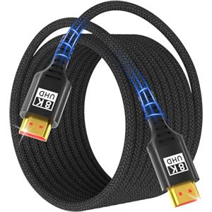 lalasis Cavo HDMI 5Metri 8K,cavo HDMI 2.1 altissima velocità 48Gbps Cavo HDMI 8K@60Hz 4K@144Hz,cavoHDMI supporta HDR10 eARC 3D HDCP 2.2 e 2.3,compatibile con PS5/4 X-Box HDTV Lettore Blu-ray/Monitor/Laptop