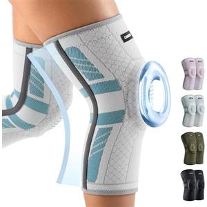 CAMBIVO 2 Pezzi Tutore Ginocchio con Stabilizzatori Laterali In PMMA e Gel Pad Rotulea, Ginocchiera Ortopedica Compressione Elastica per Legamenti, Menisco, Sportivo, Palestra, Pallavolo