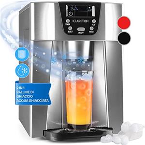 Klarstein Macchina per Ghiaccio, Macchina da Ghiaccio 2L Serbatoio, Eroga 12kg a Cubetti per Cucina e Bevande