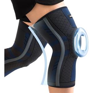 CAMBIVO 2 Pezzi Tutore Ginocchio con Stabilizzatori Laterali In PMMA e Gel Pad Rotulea, Ginocchiera Ortopedica Compressione Elastica per Legamenti, Menisco, Sportivo, Palestra, Pallavolo