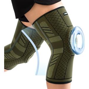 CAMBIVO 2 Pezzi Tutore Ginocchio con Stabilizzatori Laterali In PMMA e Gel Pad Rotulea, Ginocchiera Ortopedica Compressione Elastica per Legamenti, Menisco, Sportivo, Palestra, Pallavolo
