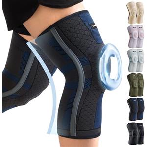 CAMBIVO 2 Pezzi Tutore Ginocchio con Stabilizzatori Laterali In PMMA e Gel Pad Rotulea, Ginocchiera Ortopedica Compressione Elastica per Legamenti, Menisco, Sportivo, Palestra, Pallavolo