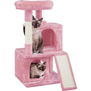 Yaheetech Tiragraffi Albero per Gatti con Trespolo Grande 91 cm Gioco Giocattolo per Gatti 49 x 45,5 x 91 cm Rosa