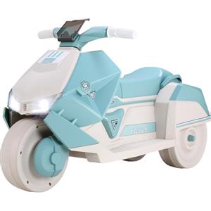 MAMIZO Moto elettrica per bambini, Triciclo elettrico con 2 motori, 92x42x56 cm, Moto elettrica per bambini con musica, pedali, faro anteriore, USB, 3 km/h, 30 kg, per bambini 3-6, 3 pcs ruote, Verde