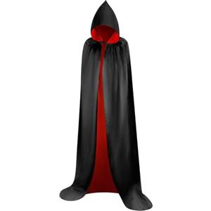 Myir JUN Mantello Vampiro Nero Rosso, Adulto Bambini Mantello con Cappuccio Donna Uomo Costumi Halloween Mantelli Costume (XL)