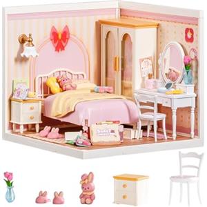 Rolife Kit Casa in Miniatura Fai-da-Te - Lovely Pink Bedroom, Kit Modello Super Creator, Casa Delle Bambole Fai-da-Te Per Figure, Regalo Perfetto di Natale o Compleanno Per Adulti