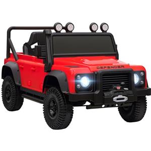 AIYAPLAY Macchina Elettrica per Bambini 3-8 Anni 12V Fuoristrada Land Rover 110SVX, 3-5km/h Auto Elettrica per Bambini con 2 Motori, Sospensioni, Telecomando, Musica, Fari, Cintura e Clacson, Rosso