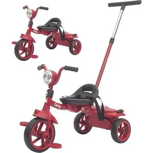 Twinly Triciclo Evolutivo per Bambini Pieghevole per bambini 1-5 Anni - Triciclo per Bambini Leggero e Compatto - Manubrio con Luce e Suono, Cestino e Barra di Spinta Regolabile Carly (Rosso)