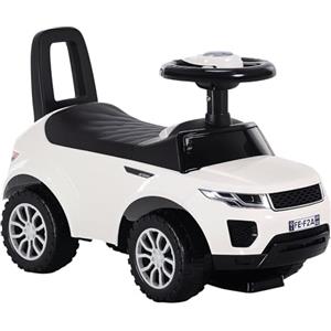 HOMCOM Macchina Cavalcabile Giocattolo per Bambini 12-36 Mesi, Macchina a Spinta con Vano Contenitore e Schienale, Bianca