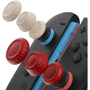 JSAUX Thumb Grips per Nintendo Switch 2, cappucci per levette antiscivolo aggiornati, design ergonomico, presa migliorata, comodi e resistenti, copri joystick, rossi e bianchi, 3 paia 6 pezzi