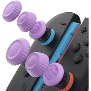 JSAUX Thumb Grips per Nintendo Switch 2, cappucci per levette antiscivolo aggiornati, design ergonomico, presa migliorata, comodi e resistenti, copri joystick, viola, 3 paia 6 pezzi