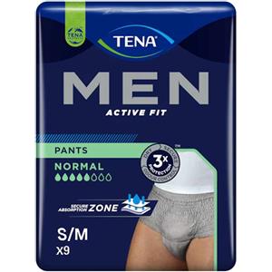 TENA Men Active Fit - Mutandine Assorbenti Grigie per Uomo S/M con Alta Assorbenza e Sistema Odour Control (8 Pezzi)