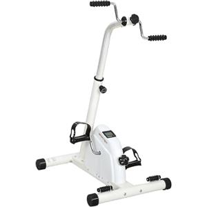 SPORTNOW Cyclette da Seduta per Braccia e Gambe, Pedaliera per Riabilitazione con Altezza Regolabile, Display LCD, Resistenza Regolabile e Pedali Massaggianti, per Anziani, Bianco