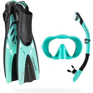 CRESSI Musa Explorer Set Aqua Green S/M - Set Maschera, Pinne, Snorkel per Adulti, Verde Acqua S/M