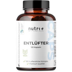 Nutri + nutri+ Entlüfter no Gas Caps 120 Capsule - funziona per Flatulenze & Pancia gonfia - Relax Stomaco e Intestino - Cumino nero, Anice, Curcuma, Zenzero, Finocchio - sviluppato da Nutrizionisti