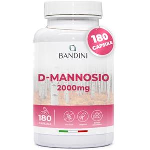Bandini® D Mannosio per Cistite, 180 Capsule da 2.000mg di D-Mannosio Puro per Dose Giornaliera (Alto Dosaggio) - Integratore per Benessere e Supporto Vie Urinarie, D-Mannose 100% Vegan