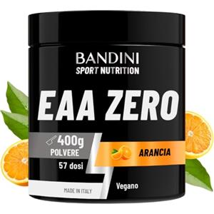 Bandini® EAA Essential AMINO in polvere - 400 g powder - Con 9 Amminoacidi Essenziali Fermentati e Ramificati BCAA 2:1:1 - Recupero Muscolare - Intra Pre Post Workout - 100% Vegan - Gusto Arancia