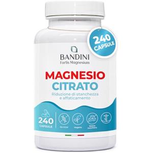 Bandini® Magnesio Citrato 1480mg di cui 440mg di Magnesio Elementare, 240 Capsule (4 Mesi) - Integratore per Metabolismo Energetico, Muscoli, Stanchezza e Affaticamento, Equilibrio Elettrolitico