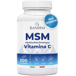 Bandini® MSM 2000 mg di Metilsulfonilmetano in COMPRESSE + Vitamina C, Integratore per Capelli, Pelle, Articolazioni, Unghie, Antinfiammatorio Muscolare con Zolfo, 100% Vegan, Alternativa alla polvere