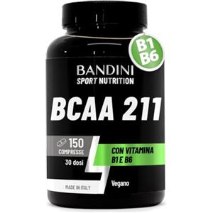 Bandini® AMINOACIDI RAMIFICATI BCAA 2 1 1 | 150 Compresse Amminoacidi Ramificati Fermentati con Vitamina B1 e B6 | 2.1.1 con Leucina, Isoleucina, Valina | Intra Pre Post Workout | Per Palestra | Vegan