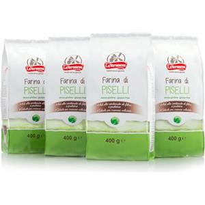 La Veronese | Farina di Piselli, per Ricette Dolci e Salate, Senza Glutine,Macinazione di Piselli Selezionati, Fonte di Proteine e Carboidrati, Povera di Grassi, 4X400g