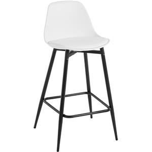 Klihome Sgabello cucina, Sgabello da Bar, Sgabello da Bar per Colazione con Schienale, con Sedile in PP Imbottito e Struttura in Metallo con Poggiapiedi, Bianco, K0002BH-1