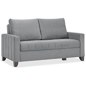 EVERGREENWEB MATERASSI & BEDS EVERGREENWEB Divano letto 2 Posti Trasformabile in Letto Matrimoniale 140x190 cm, Schienale Ribaltabile con Coppia Cuscini Estraibili, Morbido Tessuto Imbottito Grigio, Braccioli Slim, Piedi in Legno