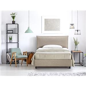 EVERGREENWEB MATERASSI & BEDS EVERGREENWEB Letto una Piazza e Mezza con Contenitore 120x195 cm, Elegante Struttura Imbottita per Adulti e Ragazzi, Rete a doghe in Legno Inclusa, Moderna Testiera Rivestimento SFODERABILE Tortora