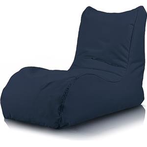 Bepouf - Poltrona Chaise Longue in Poliestere con Imbottitura in Palline di Polistirolo, Poltrona Adatta per Camera, Salotto e Esterni - Dimensione 110x80, Colore Blu Scuro