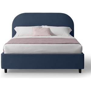 EVERGREENWEB MATERASSI & BEDS EVERGREENWEB Letto Matrimoniale con CONTENITORE Salvaspazio 160x190cm, Testiera Stondata in Tessuto Blu Imbottita, Moderna Struttura RINFORZATA Facile e Veloce da Montare, Rete a Doghe in Legno, CADIZ