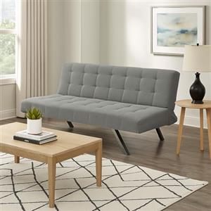 EVERGREENWEB MATERASSI & BEDS EVERGREENWEB - Divano Letto 3 Posti Clic Clac in Tessuto Imbottito colore Grigio, Design Moderno, Schienale Reclinabile e Trasformabile in Comodo Letto con Materasso in Foam, Gambe Cromate, SCARLETT