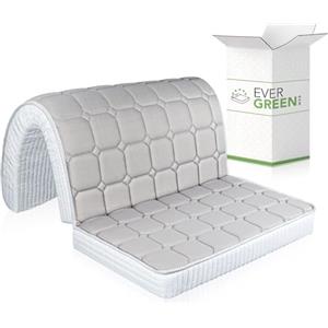 EVERGREENWEB MATERASSI & BEDS EVERGREENWEB - Materasso Singolo 80x190 H 10 cm per Divano Letto, Pronto letto con Piega su Seduta, PIEGHEVOLE in Poliuretano Ortopedico Rivestimento Bianco ANALLERGICO, Laccetti di Fissaggio BED SOFA