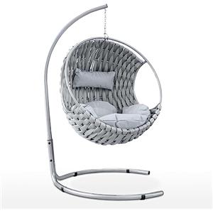 EVERGREENWEB MATERASSI & BEDS EVERGREENWEB - Dondolo da Giardino in Tessuto Silver Imbottito Intrecciato a Mano, Elegante Poltrona Sospesa da Esterno o Interno Casa Sedia Completa di Struttura in Acciaio e Cuscini Super Soft DUBAI