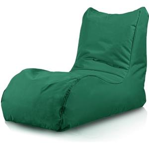 Bepouf - Poltrona Chaise Longue in Poliestere con Imbottitura in Palline di Polistirolo, Poltrona Adatta per Camera, Salotto e Esterni - Dimensione 110x80, Colore Verde Pino