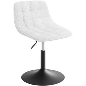 WOLTU Sgabello per Toeletta Trucco, Sedia da Trucco con Schienale Regolabile in Altezza, Seduta in Ciniglia, Base Metallo, per Cucina, Camera da Letto, Bianco, BH408ws-1