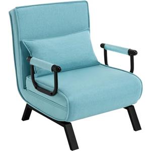 WOLTU Poltrona Relax Reclinabile Convertibile, Divano Letto Trasformabile 3 in 1, con Schienale Regolabile in 5 Posizioni, Cuscino Rimovibile, Seduta Imbottita, 65 x 75 x 78cm, Blu