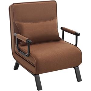 WOLTU Poltrona Relax Reclinabile Convertibile, Divano Letto Trasformabile 3 in 1, con Schienale Regolabile in 5 Posizioni, Cuscino Rimovibile, Seduta Imbottita, 65 x 75 x 78cm, Marrone