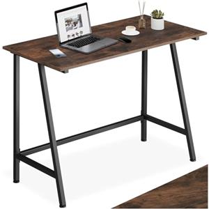 tectake® Scrivania - 100 x 50 x 77 cm - Scrivania Gaming, Tavolo da Lavoro, Banco da Lavoro per Computer con Telaio in Acciaio, Pannello in Truciolato, Legno Industriale Scuro