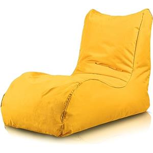 Bepouf - Poltrona Chaise Longue in Poliestere con Imbottitura in Palline di Polistirolo, Poltrona Adatta per Camera, Salotto e Esterni - Dimensione 110x80, Colore Giallo
