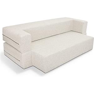 EVERGREENWEB MATERASSI & BEDS EVERGREENWEB Divano Letto 2 Posti Rivestimento Sfoderabile e Lavabile Idrorepellente, Ottimo Comfort di Seduta, Divano Design Trasformabile in comodo materasso Matrimoniale Beige | Tetris