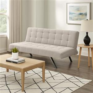 EVERGREENWEB MATERASSI & BEDS EVERGREENWEB - Divano Letto 3 Posti Clic Clac in Tessuto Imbottito colore Beige, Design Moderno, Schienale Reclinabile e Trasformabile in Comodo Letto con Materasso in Foam, Gambe Cromate, SCARLETT