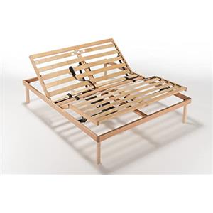 EVERGREENWEB MATERASSI & BEDS Evergreenweb - Rete Matrimoniale Elettrica 140x190 a Doghe in Legno Ortopedica Alzata Motorizzata Base Letto o Materasso, Rinforzata 3 Zone Reclinabili Regolatori di Rigidità Piedi Smontabili Offerta