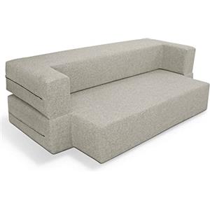 EVERGREENWEB MATERASSI & BEDS EVERGREENWEB Divano Letto 2 Posti Rivestimento Sfoderabile e Lavabile Idrorepellente, Ottimo Comfort di Seduta, Divano Design Trasformabile in comodo materasso Matrimoniale Tortora | Tetris