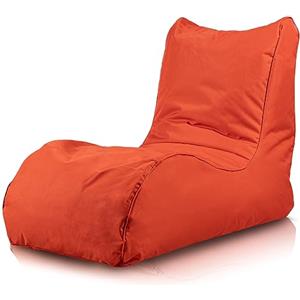 Bepouf - Poltrona Chaise Longue in Poliestere con Imbottitura in Palline di Polistirolo, Poltrona Adatta per Camera, Salotto e Esterni - Dimensione 110x80, Colore Arancione