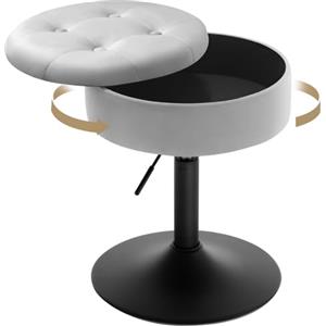 WOLTU Sgabello da Trucco Girevole, Sgabello Altezza Regolabile, Sedia da Bar Rotondo con Contenitore, Sedile in Velluto, Base in Metallo, per Cucina, Soggiorno, Grigio Chiaro