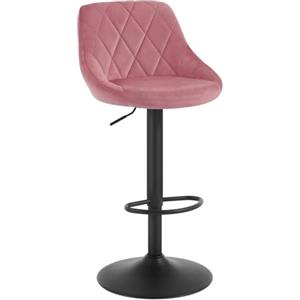 WOLTU Sgabello da Bar Moderno Girevole Sedia Cucina Alta con Schienale Quadrato Poggiapiedi Senza Braccioli Altezza Regolabile in Velluto Rosa 1 Pezzo