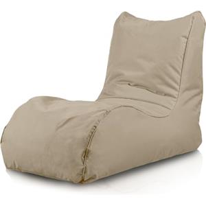 Bepouf - Poltrona Chaise Longue in Poliestere con Imbottitura in Palline di Polistirolo, Poltrona Adatta per Camera, Salotto e Esterni - Dimensione 110x80, Colore Beige