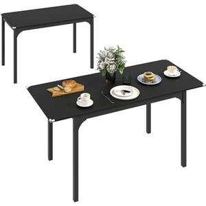 HOMCOM Tavolo da Pranzo Allungabile 4-6 Posti Espandibile da 120-160 cm, Tavolo Moderno da Cucina e Studio Rettangolare con Gambe in Acciaio, Nero