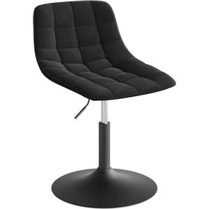 WOLTU Sgabello da trucco Sedia Alta da Cucina sgabello cucina con Schienale Altezza Regolabile Girevole 360° in Velluto Nero, 38-49.5cm, BH300sz-1