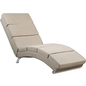 Casaria Relax Lounger XXL London 186x89x55cm Tessuto Soggiorno Ufficio Indoor Chaise Longue Beige